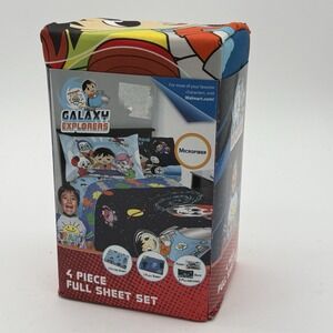 Ryan's World Great Galaxy FULL Sheet Set 2 Standard Pillowcases Space Planets.